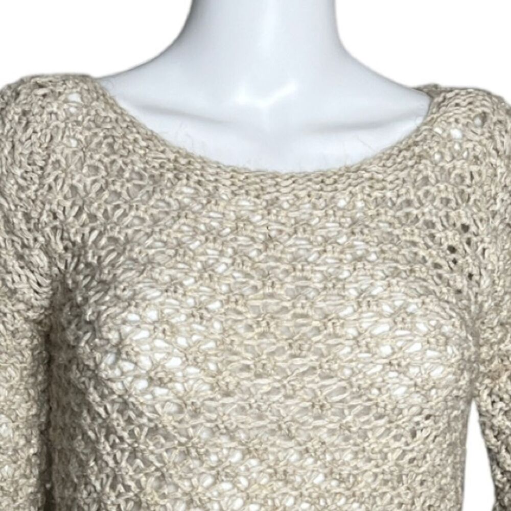 Berretti Sweater Womens Small Tan Open Knit Wool Alpaca Neutral Minimalist - Picture 4 of 6